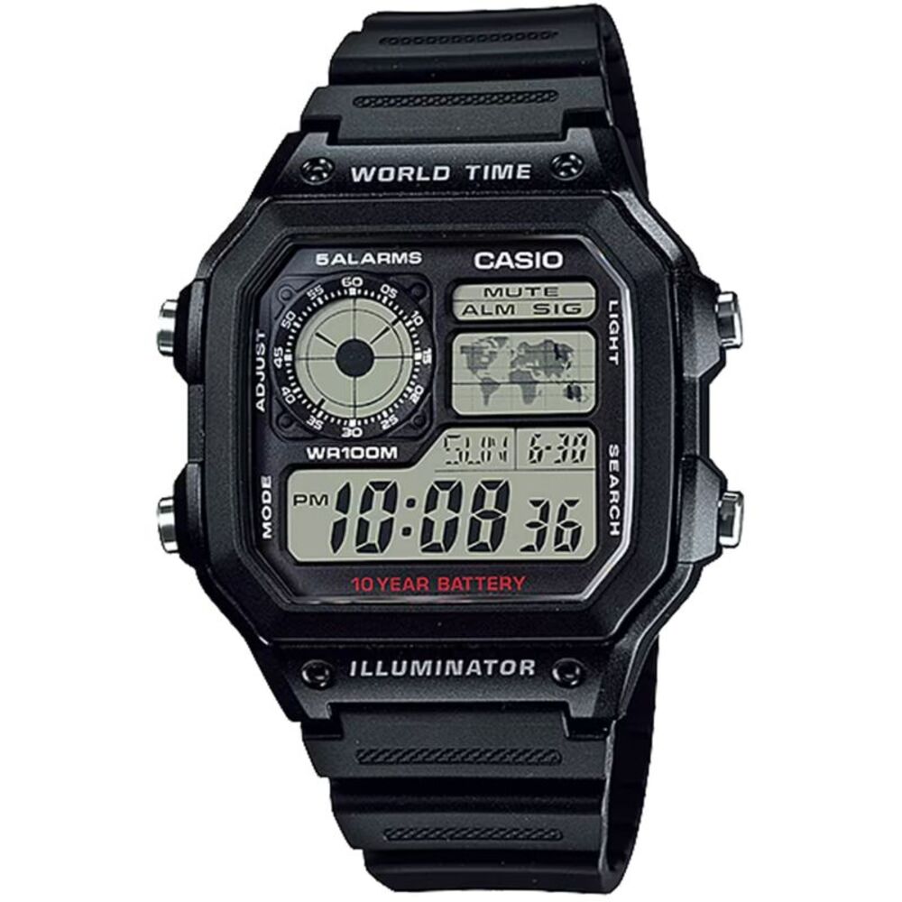 Casio Men's Multi-Function Digital World Time Watch - AE-1200WH-1AV